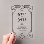 Geometric Line Art Deco Wedding Save the Date アクリル招待状 (インサイチュ (ポータブル))