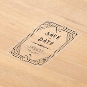 Geometric Line Art Deco Wedding Save the Date アクリル招待状 (レイダウン)