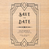 Geometric Line Art Deco Wedding Save the Date アクリル招待状 (正面)