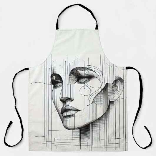 Geometric Line Portrait  エプロン (正面)