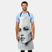 Geometric Line Portrait  エプロン (着用した状態)