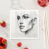 Geometric Line Portrait スタンダードランチョンナプキン (インサイチュ)