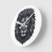 Geometric Lion King - Metallic Mandala Line Art ラウンド壁時計 (傾斜)