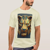 Geometric Lion Logo Tシャツ – はっきりしたおよびモダン (正面)