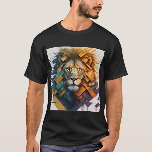 Geometric Lion Majesty Tシャツデザイン Tシャツ (正面)