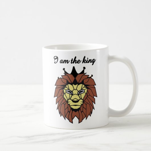 Geometric Lion Mug - "King of Strength" Motivation コーヒーマグカップ (右)