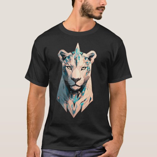 Geometric Lioness Crystal Abstract Animal Art Tシャツ (正面)