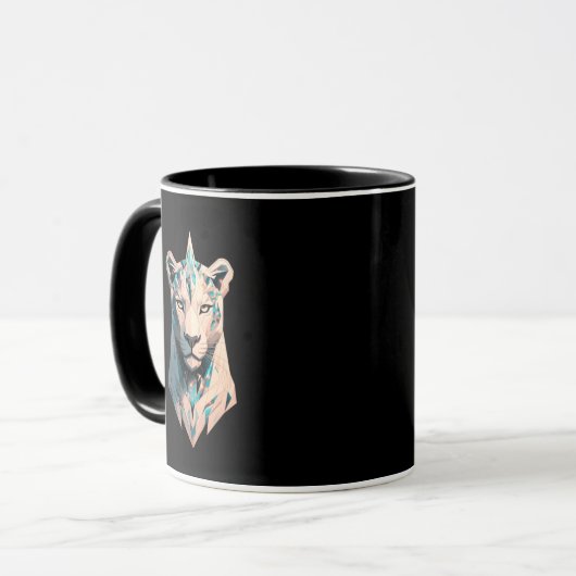 Geometric Lioness Crystal Abstract Art Coffee マグカップ (正面左)