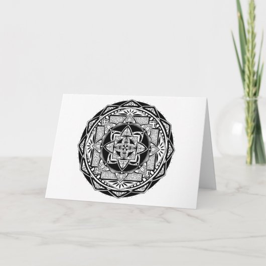 Geometric Lotus Mandalaグリーティ空白のングカード カード (正面)