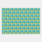 Geometric Love in Citron,ティール（緑がかった色），海軍 ラッピングペーパーシート (正面)