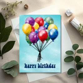 Geometric Low-Poly Balloons Birthday Card カード