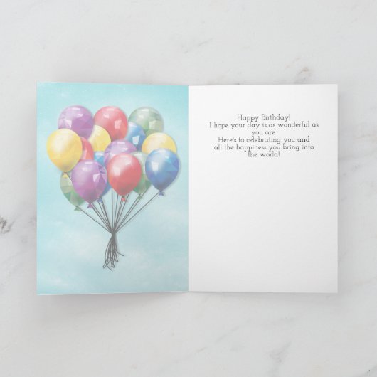 Geometric Low-Poly Balloons Birthday Card カード (内部)