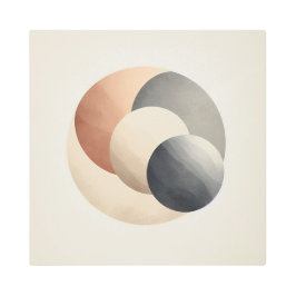 Geometric Lunar Wall Art in Japandi Style メタルプリント