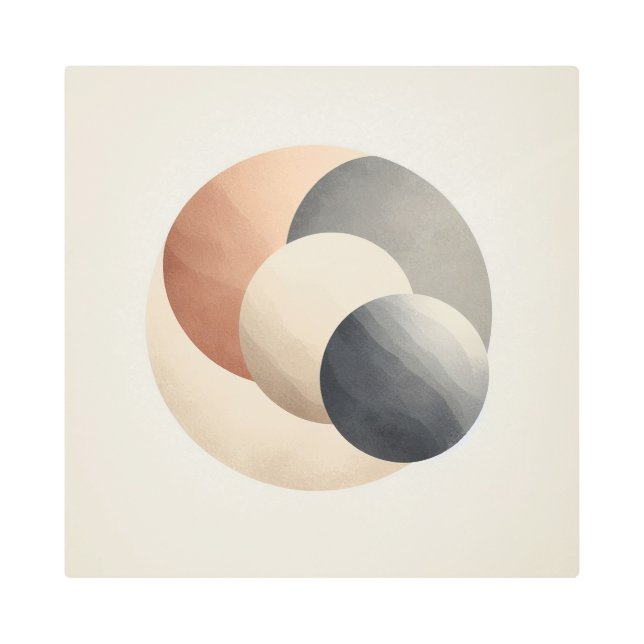 Geometric Lunar Wall Art in Japandi Style メタルプリント (正面)