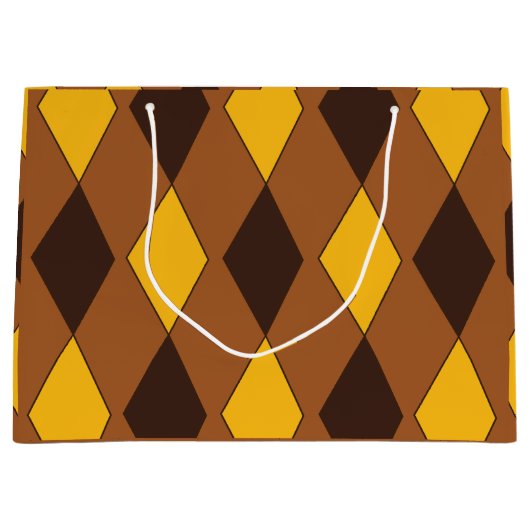 Geometric Luxury Diamond Pattern ラージペーパーバッグ (正面)