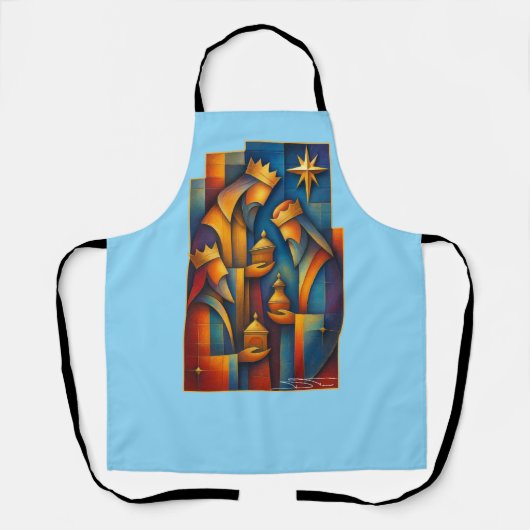 Geometric Magi - Three Wise Men Christmas Star Art エプロン (正面)