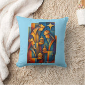 Geometric Magi - Three Wise Men Christmas Star Art クッション (ブランケット)