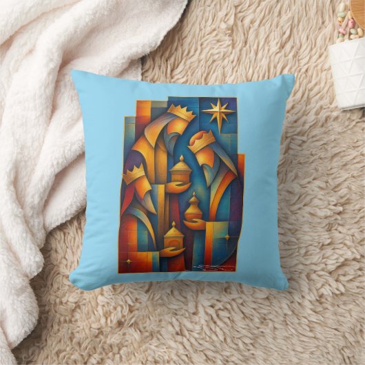 Geometric Magi - Three Wise Men Christmas Star Art クッション (ブランケット)