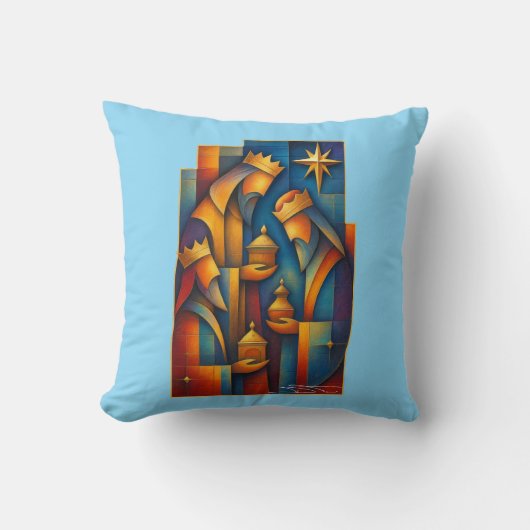 Geometric Magi - Three Wise Men Christmas Star Art クッション (正面)