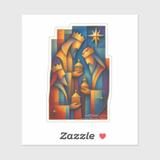 Geometric Magi - Three Wise Men Christmas Star Art シール (シート)