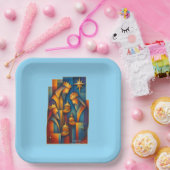 Geometric Magi - Three Wise Men Christmas Star Art ペーパープレート (パーティー)