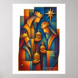 Geometric Magi - Three Wise Men Christmas Star Art ポスター