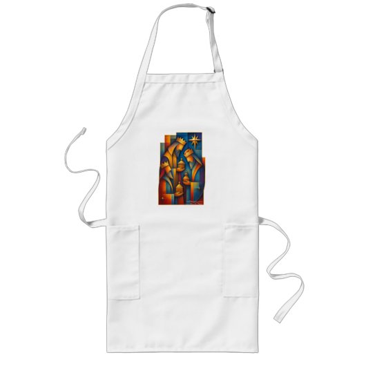 Geometric Magi - Three Wise Men Christmas Star Art ロングエプロン (正面)