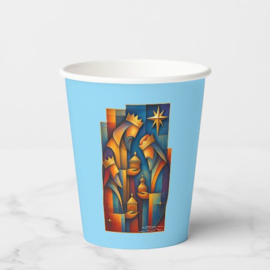 Geometric Magi - Three Wise Men Christmas Star Art 紙コップ (裏面)