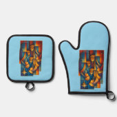 Geometric Magi - Three Wise Men Christmas Star Art 鍋つかみ&鍋敷きセット (正面)