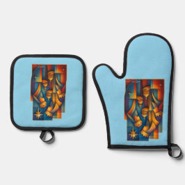 Geometric Magi - Three Wise Men Christmas Star Art 鍋つかみ&鍋敷きセット