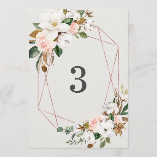 Geometric Magnolia Cotton Table Number Card メニュー (正面)