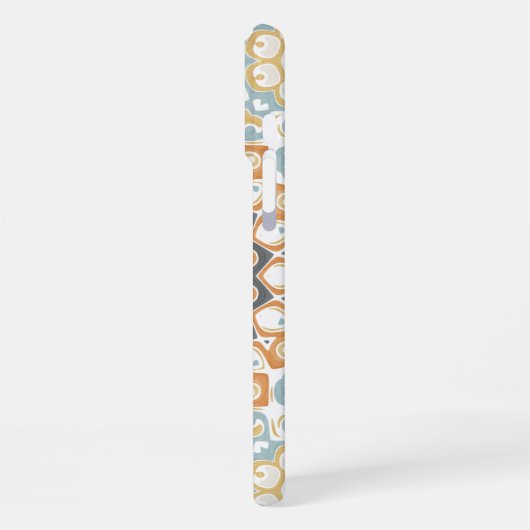 Geometric Mandala in Orange, Gray, and Blue iPhoneケース (左側面)