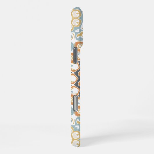 Geometric Mandala in Orange, Gray, and Blue iPhoneケース (右側面)