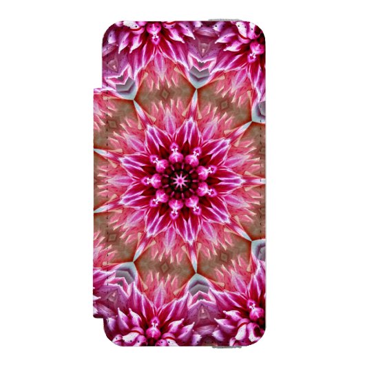 Geometric Mandala Pink Flower Pattern-67545 Incipio iPhoneウォレットケース (フォリオ 正面)