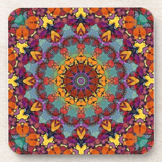 Geometric Mandala Purple Blue Design-64351 コースター (正面)