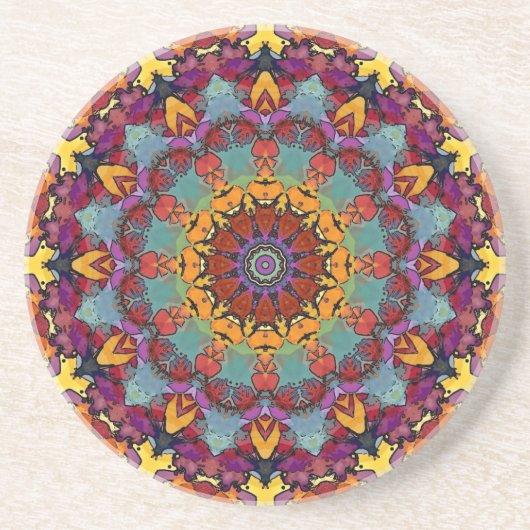 Geometric Mandala Purple Blue Design-64351 コースター (正面)
