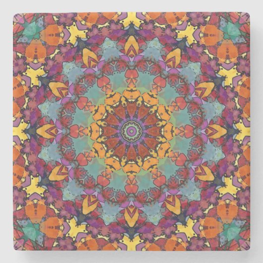 Geometric Mandala Purple Blue Design-64351 ストーンコースター (正面)