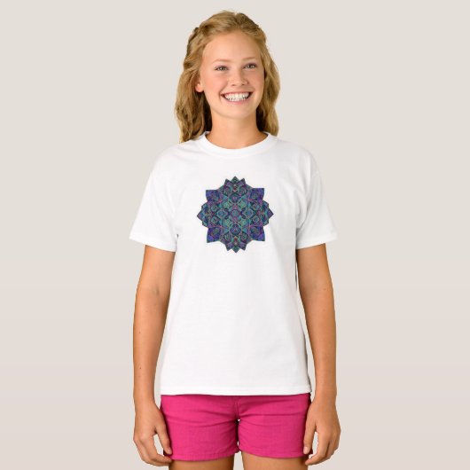 Geometric Mandala Sacred Pattern Abstract Art Tシャツ (正面フル)