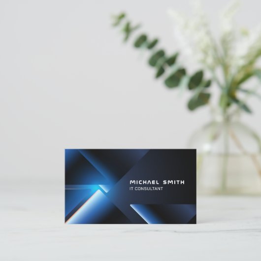 Geometric Metal Chrome Trianglesテクノロジ 名刺 (スタンド正面)
