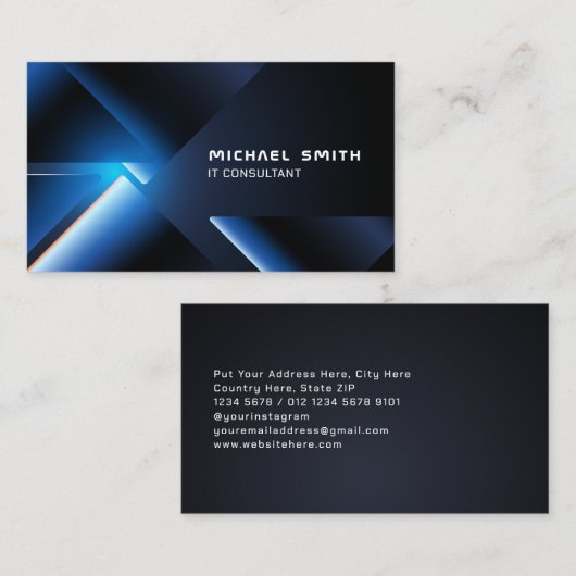 Geometric Metal Chrome Trianglesテクノロジ 名刺 (正面/裏面)