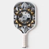Geometric Metallic Pickleball Core Design ピックルボールラケット (裏面)