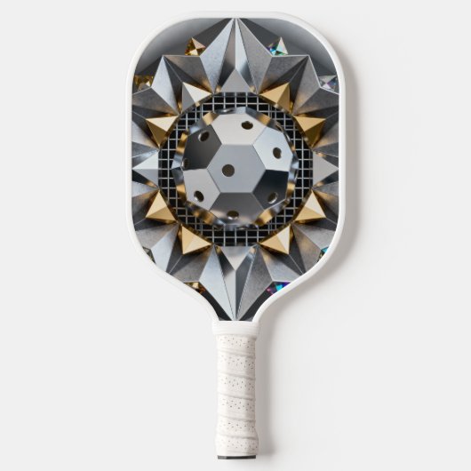 Geometric Metallic Pickleball Core Design ピックルボールラケット (正面)