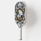 Geometric Metallic Pickleball Core Design ピックルボールラケット (左)