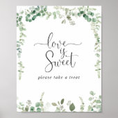 Geometric Minimalist Eucalyptus Love Is Sweet Sign ポスター (正面)