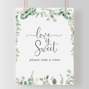 Geometric Minimalist Eucalyptus Love Is Sweet Sign ポスター