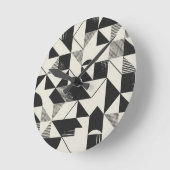 Geometric Minimalist Wall Clock – Black & White De ラウンド壁時計 (傾斜)