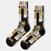 Geometric Modernist in Black and Gold customizable ソックス (左)