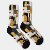 Geometric Modernist in Black and Gold customizable ソックス (右)