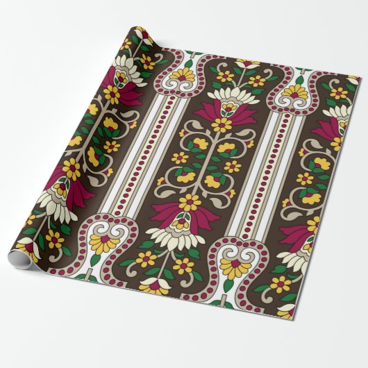 Geometric Moghul Paisley pattern on white backgrou ラッピングペーパー (アンロールド)