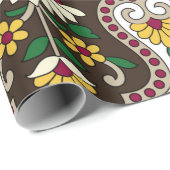 Geometric Moghul Paisley pattern on white backgrou ラッピングペーパー (ロールコーナー)